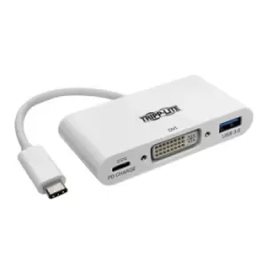 Tripp Lite U444-06N-DU-C USB-C to DVI Adapter with USB-A Port and PD Charging White