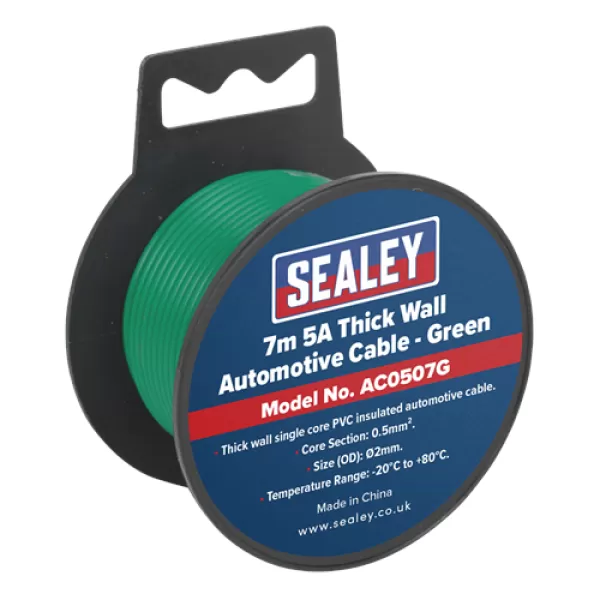 Genuine SEALEY AC0507G Automotive Cable Thick Wall 5A 7mtr Green