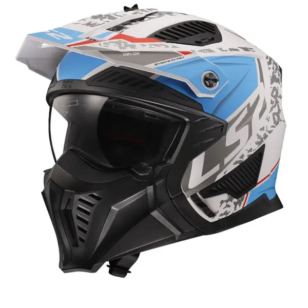 LS2 OF606 Drifter Devor Matt White Blue 06 Multi Helmet Size 2XL