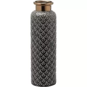 Hill Interiors Seville Collection Lebes Vase (47cm x 15cm x 15cm) (Black/Beige/Brass) - Black/Beige/Brass