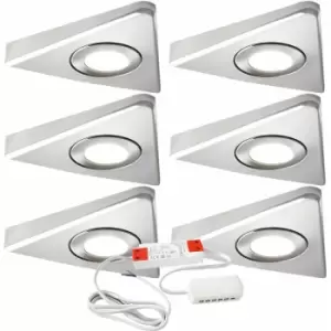 6x brushed nickel Triangle Surface Under Cabinet Kitchen Light & Driver Kit - Warm White led