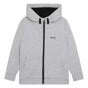 Boss Kids Boys Full-zip Logo Back Hoodie In Grey - Size 4 Years