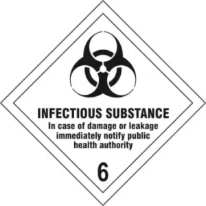 Infectious Substance 6 - Self Adhesive Sign Diamond 200 x 200mm