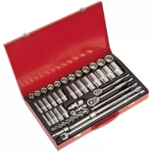 SEALEY - AK6942 Socket Set 50pc 3/8" & 1/2"Sq Drive 6pt WallDrive - Metric