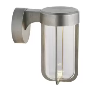 Merano Benevento Outdoor Integrated LED Wall Lamp Brushed Silver Finish & Clear Glass IP44