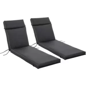 Outsunny - Set of 2 Lounger Cushion Non-Slip Seat Pads Indoor Outdoor Black