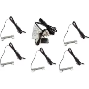 Glass Clips LED Light Set Metal 66mm Cupboard Lighting Kit - Light Colour Warm White - Lights 5