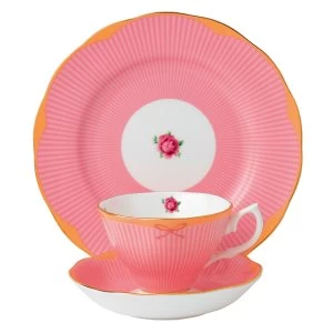 Royal Albert Sweet stripe 3pc set teacup saucer 20cm plate