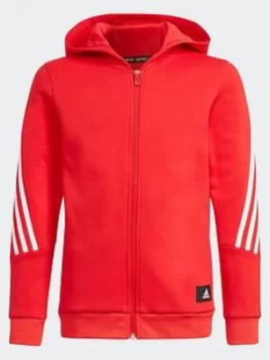 adidas Future Icons 3-stripes Full-zip Hoodie, Red/White, Size 5-6 Years