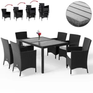 Poly Rattan Garden Dining Table Chairs Set WPC Black Patio Outdoor 4 6 8 Seater Sitzgruppe 6+1 (de)