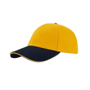 Atlantis Liberty Sandwich Heavy Brush Cotton 6 Panel Cap (One Size) (Yellow/Navy)