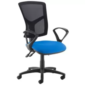 Senza high mesh back operator chair with fixed arms - blue