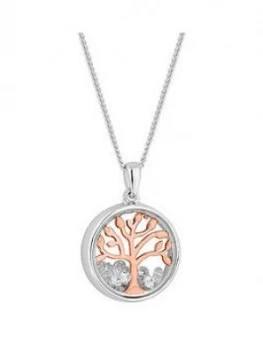 Simply Silver Rose Gold Plated Cubic Zirconia Tree Of Life Shaker Necklace