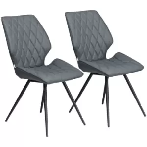 HOMCOM Mid-century Dining Chairs Set Of 2 Upholstered Accent Chairs Grey