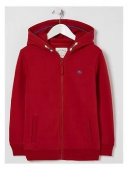 FatFace Boys Zip Through Graphic Hoodie - Red, Size 8-9 Years