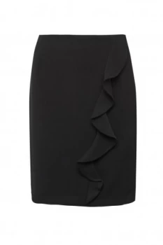 French Connection Sundae Suiting Ruffle Front Pencil Skirt Black