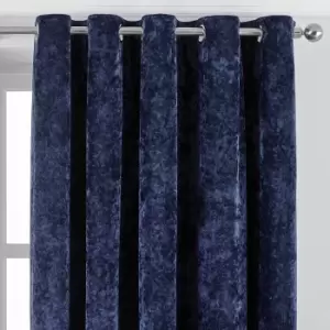 Paoletti Verona Crushed Velvet Eyelet Curtains (66in x 72in) (Navy)