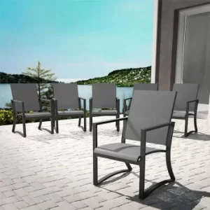 Capitol Hill Steel Patio Dining Chairs Set of 6, Charcoal