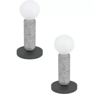 2 PACK Table Lamp Desk Light Anthracite & Stone Base 1x 40W E27 Holder