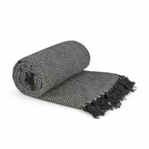 Emma Barclay Herringbone Throw 90 x 100" Black