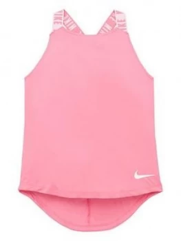 Nike Girls Dri-Fit Logo Tape Tank - Pink White