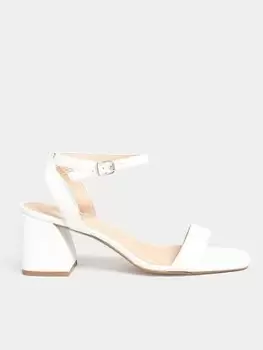 Yours Extra Wide Fit Mid Block Heel Sandal Two Strap White, Size 6Eee, Women