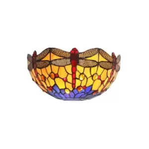 Tiffany Wall Lamp, 2 x E14, Blue, Orange, Crystal - Luminosa Lighting