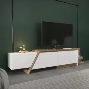 Decorotika - Zonas 180 Cm Modern Unique Design tv Stand, tv Cabinet, tv Unit With 3 Cabinets White And Walnut