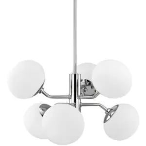 Estee 6 Light Chandelier Polished Nickel, Glass