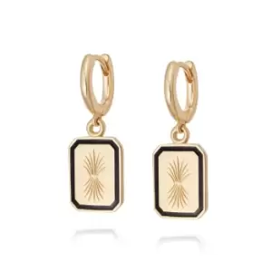 Daisy London 18ct Gold Plate Palm Leaf Enamel Drop Earrings 18ct Gold Plate