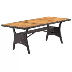 Polyrattan Garden Table Takeo Brown Acacia 190x90x74cm