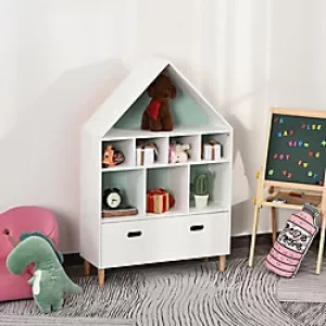 Homcom Kids Bookshelf Chest with Drawer Cubes Baby Toy Wood Organizer