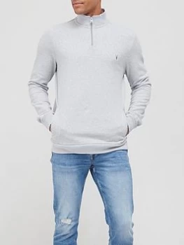 Allsaints Raven Quarter Zip Sweatshirt - Grey Marl