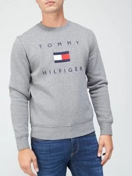 Tommy Hilfiger Tommy Flag Hilfiger Sweatshirt - Grey, Size XL, Men