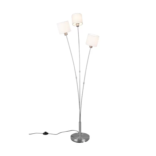 Tommy Modern 3 Light Multi Arm Floor Lamp Nickel Matt with Footswitch