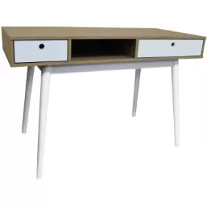 WATSONS - 2 Drawer Office Computer Desk / Dressing Table - Oak / White - Oak / White