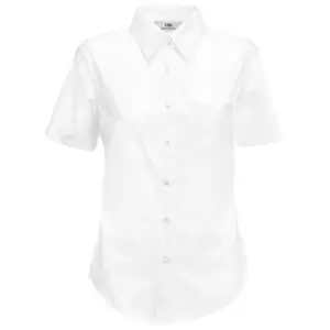 Fruit Of The Loom Ladies Lady-Fit Short Sleeve Poplin Shirt (L) (White)