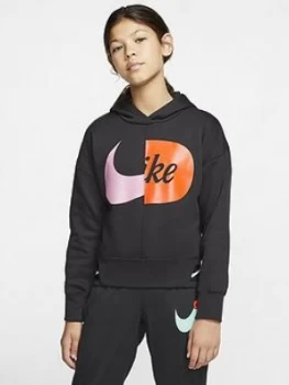 Nike Sportswear Air Older Girls Overhead Hoodie - Black/White