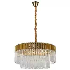 Ceiling Pendant Round 12 Light E14, Brass, Glass - Luminosa Lighting