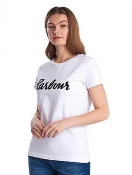 Barbour Rebecca Logo T-Shirt - White, Size 18, Women