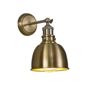 Luminosa Carmel Adjustable Wall Lamp, E27, Satin Nickel, Antique Brass, Gold