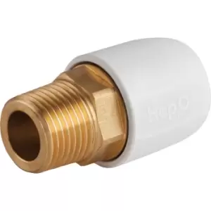 Hep2O Male Adaptor Brass Socket 15mm x 1/2" in White Plastic/Brass