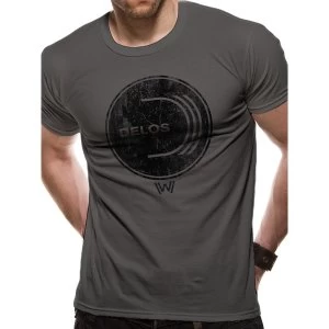 Westworld - Delos Logo Mens Small T-Shirt - Grey