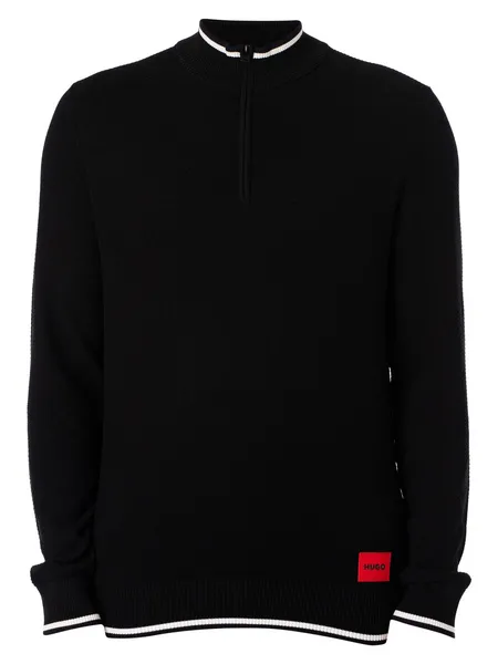 HUGO Saikk 1/4 Zip Knit Black XXL