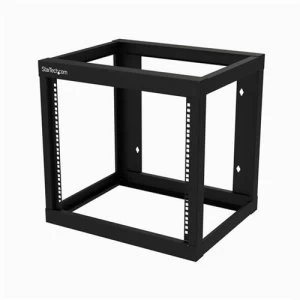 StarTech.com 9U 19" Wall Mount Network Rack 19" Deep 2 Post Open Frame for Server Room/Data/AV/IT/Communication/Computer Equipment/Patch Panel w/Cage