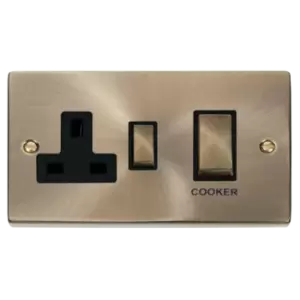 Click Scolmore Deco Ingot 45A Cooker Switch Unit with 13A 2 Pole Switched Socket - VPAB504BK