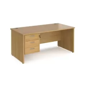 Office Desk Rectangular Desk 1600mm With Pedestal Oak Top And Panel End Leg 800mm Depth Maestro 25 MP16P3O