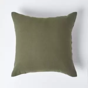 Homescapes - Khaki Green European Linen Pillowcase, 40 x 80cm - Green