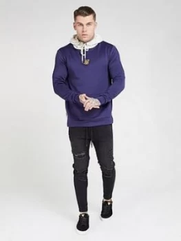 SikSilk Overhead Side Zip Hybrid Hoodie - Navy Size M Men