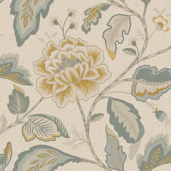 Belgravia Decor Maya Floral Blue Textured Wallpaper